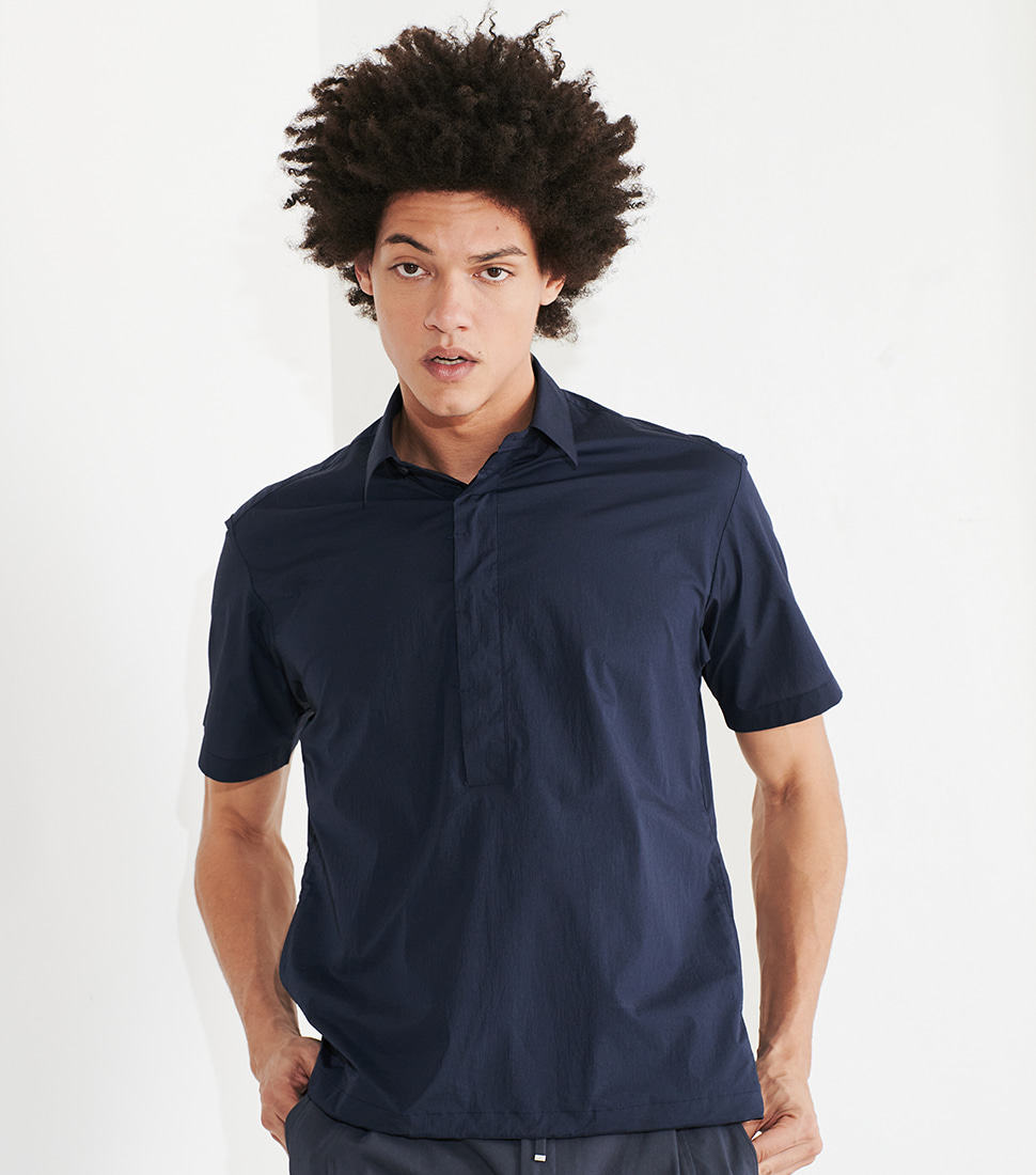 String Short Sleeve Nylon Shirt DBMTOWS2103
